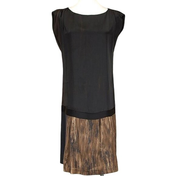 Zara Basic Womens Satin Dress With Pleated Hemline Black Size L Made in Spain - Picture 1 of 9